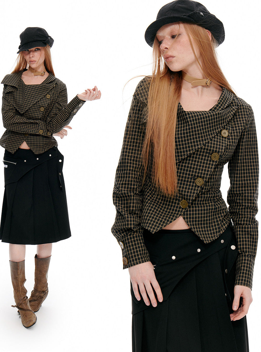 Cipher Fold Check Jacket (2color)