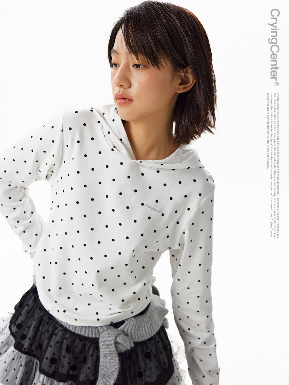 CryingCenter Dot Pattern Short Hoodie