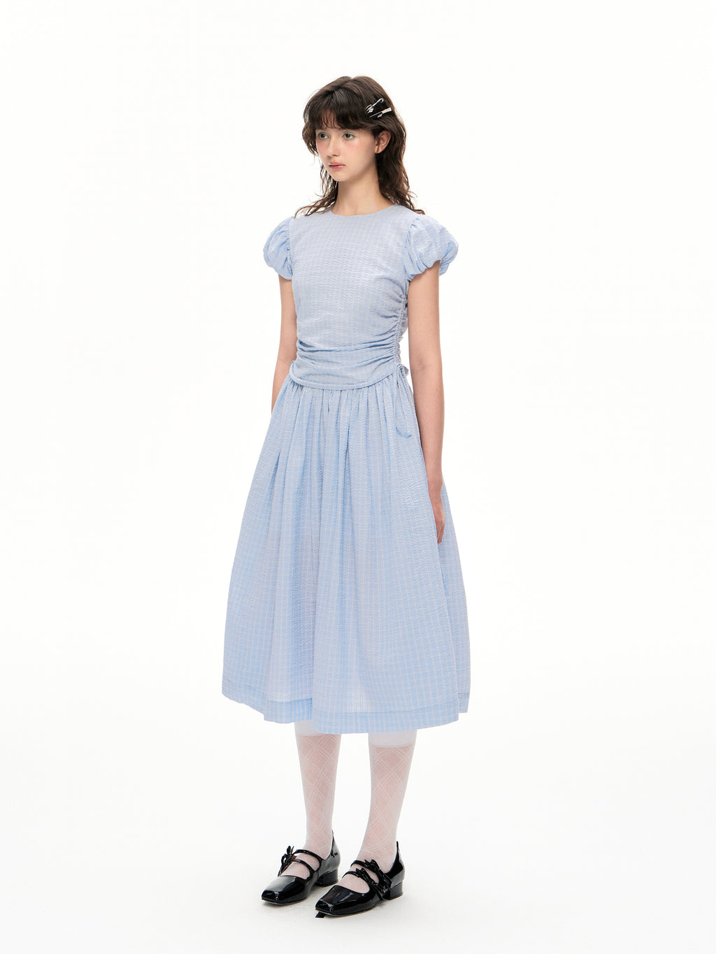 Romance Nanci Puff Sleeve Shirring Point Dress