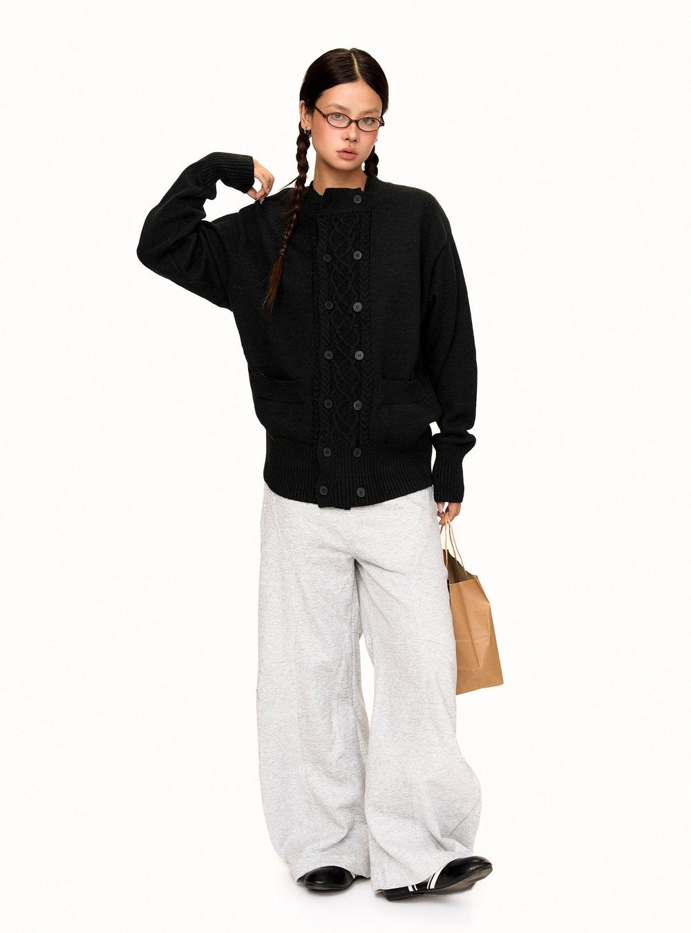 Cable Button Knit Cardigan (2color)