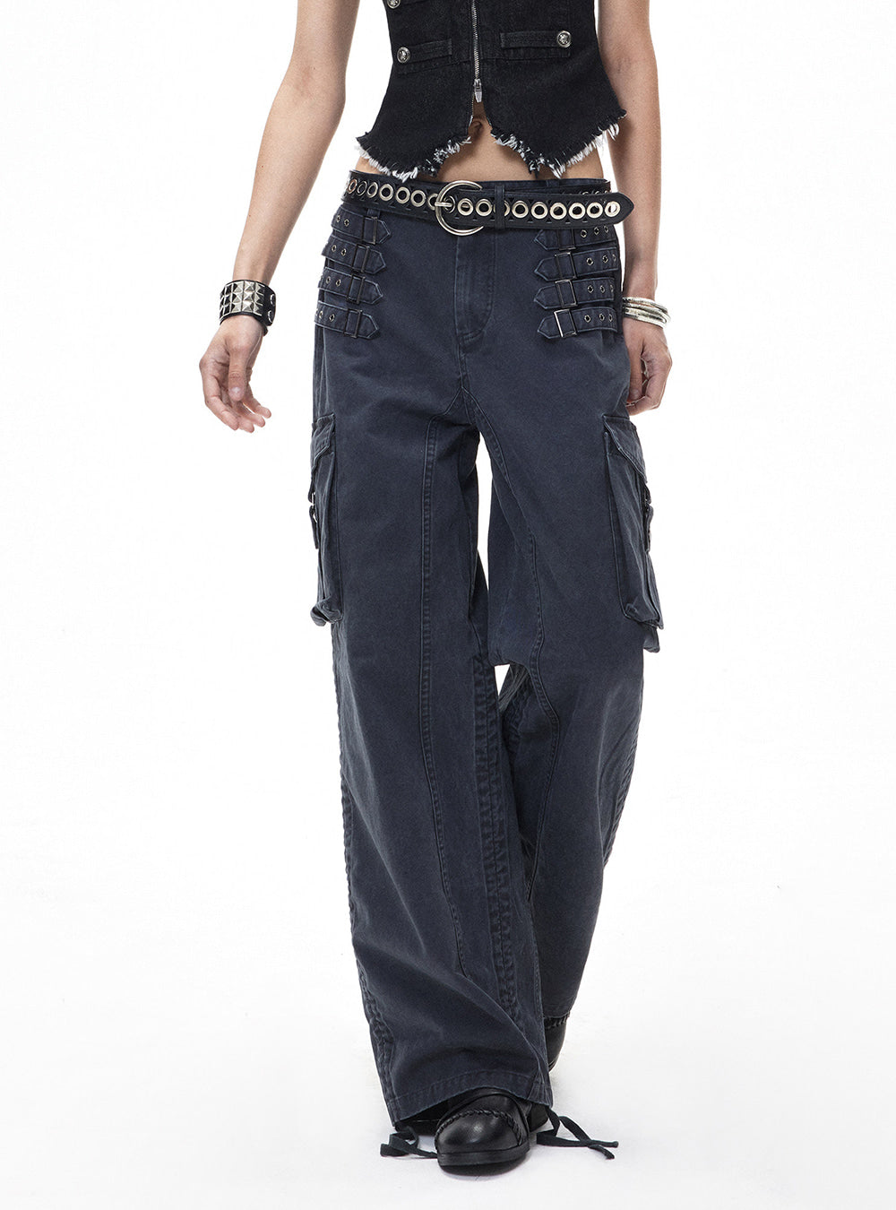 Obsidian Strap Cargo Wide Pants