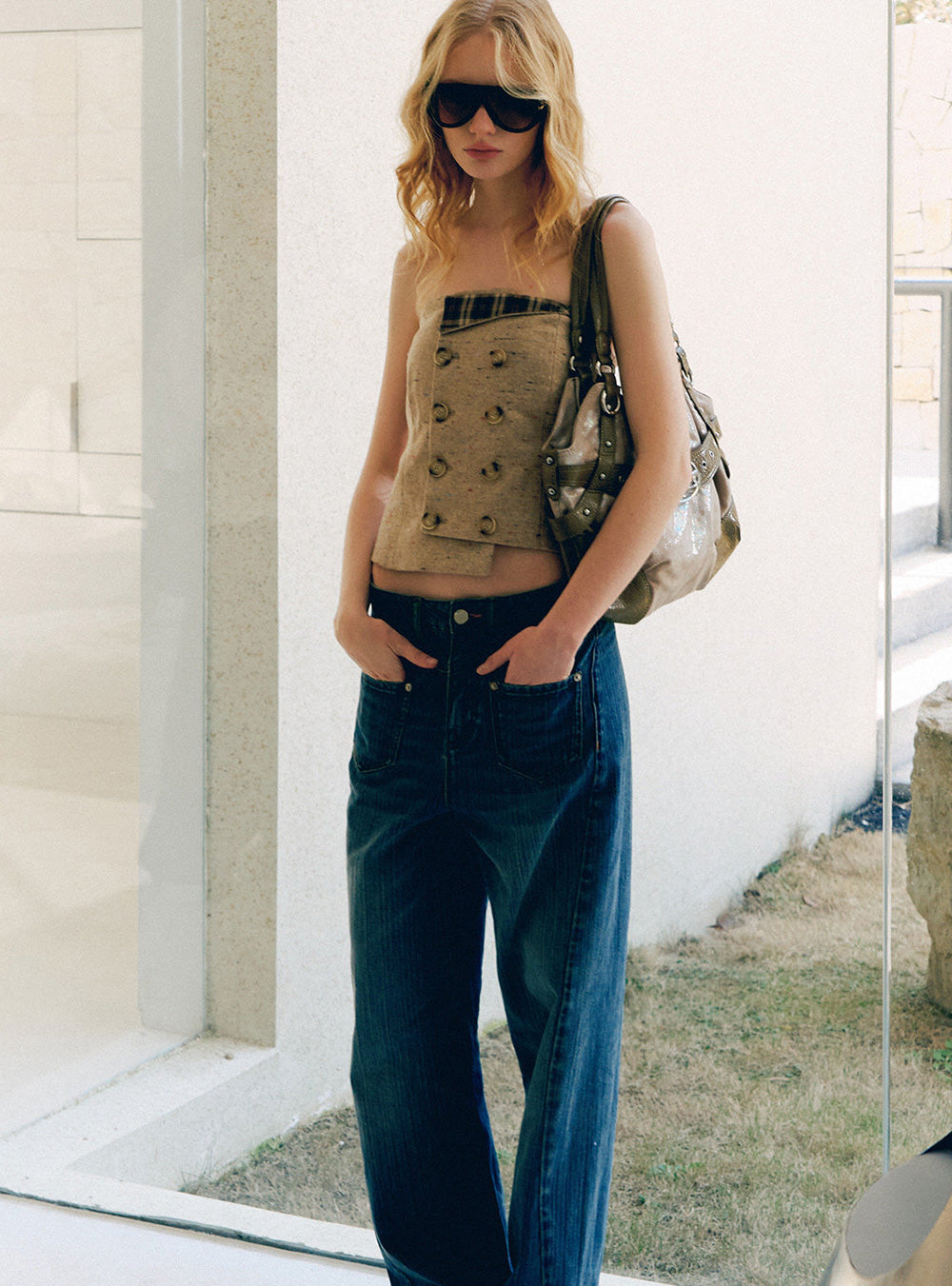 Echo Fade Wide Leg Denim Pants