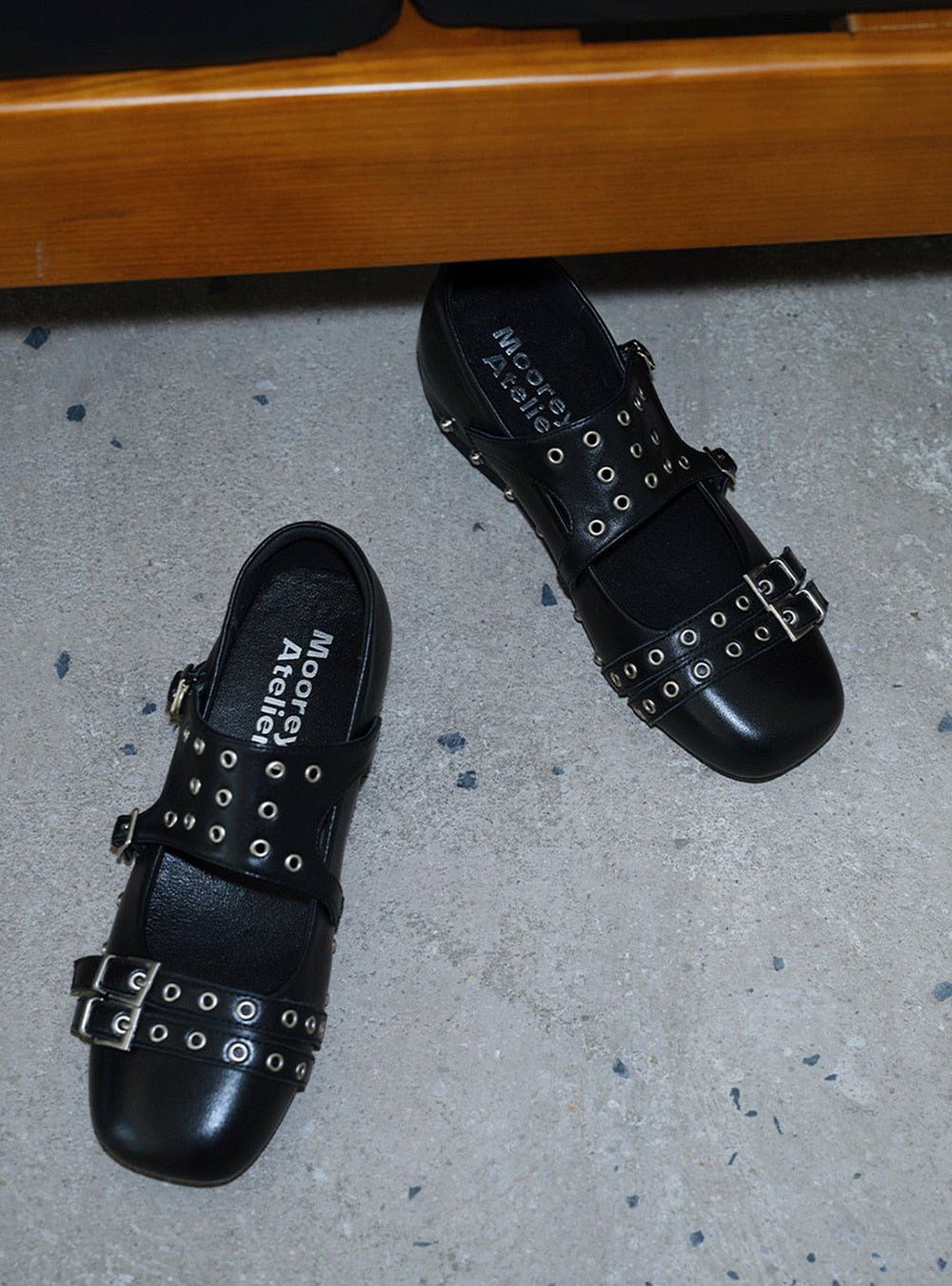 Black Art Deco Double Strap Shoes