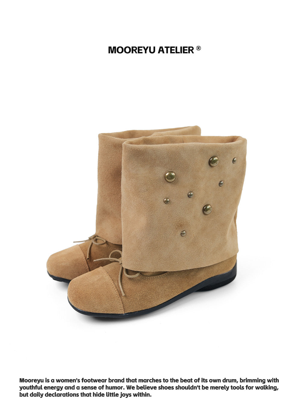 Retro Bow Stack Suede Boots