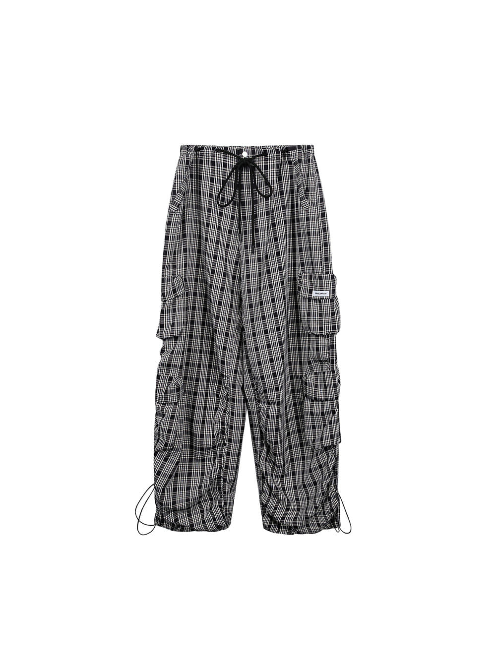 Check Banding Plaid Pocket Cargo Pants