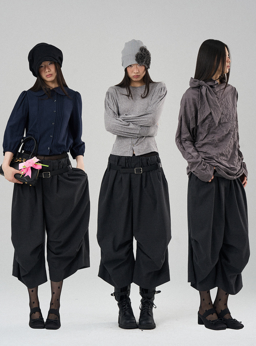 Pleated Balloon Cropped Casual Pants