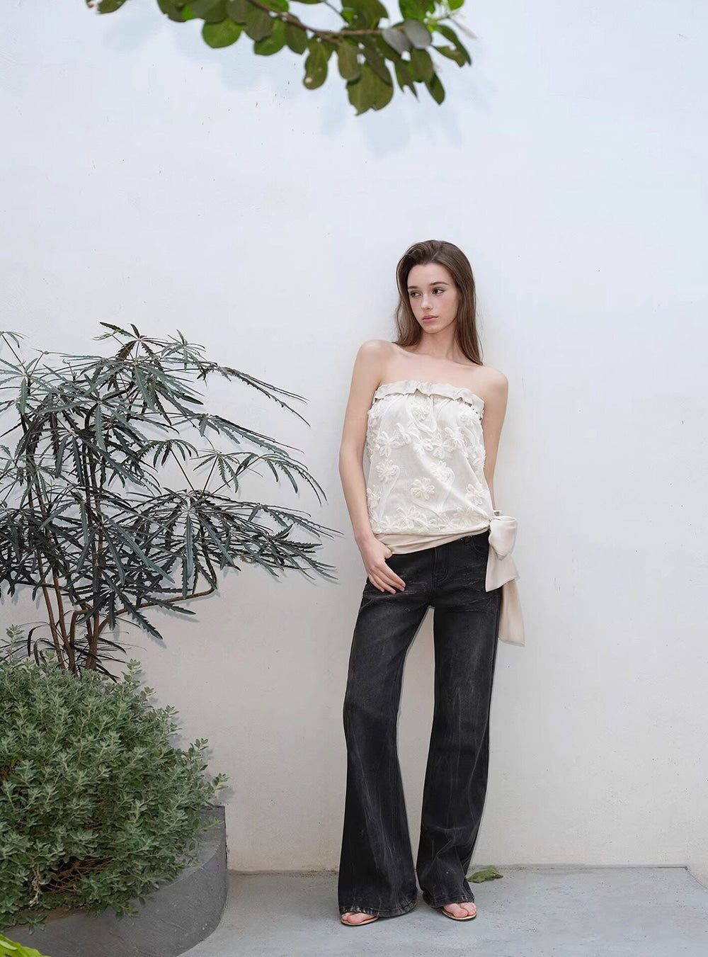 Silk Veil Bloom Strap Bandeau