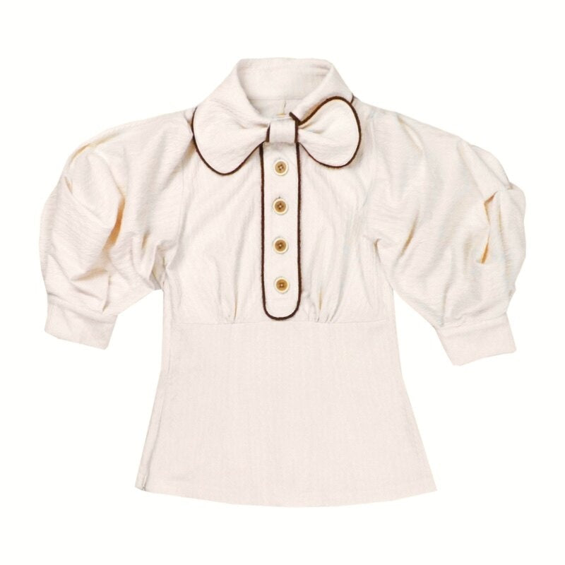 Slimming Cute Loose Folded Princess Short Sleeve Unisex Shape Retaining Blouses