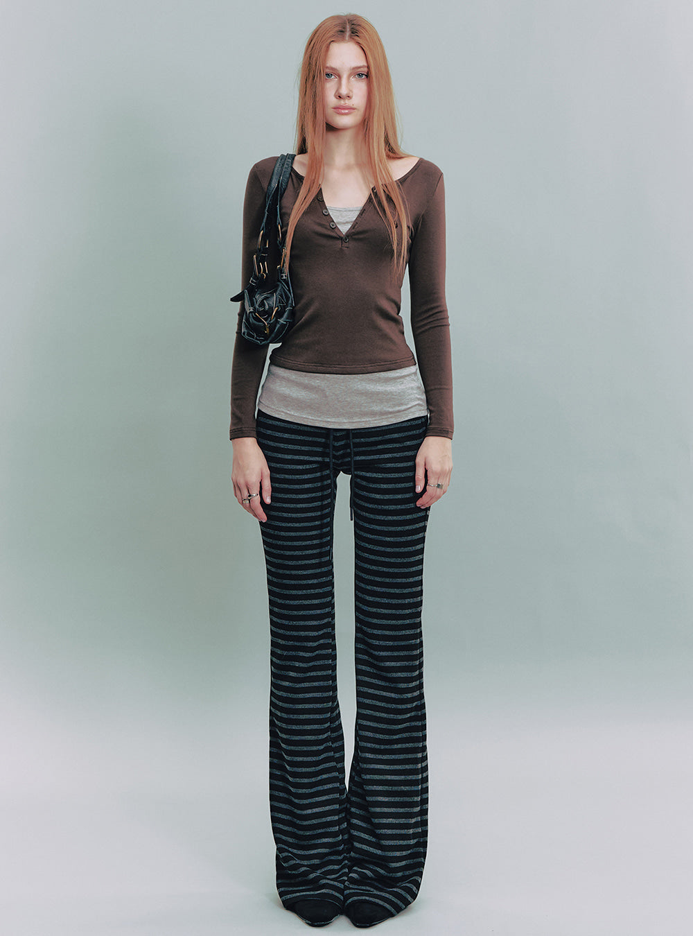Striped Knit Flare Pants (2color)