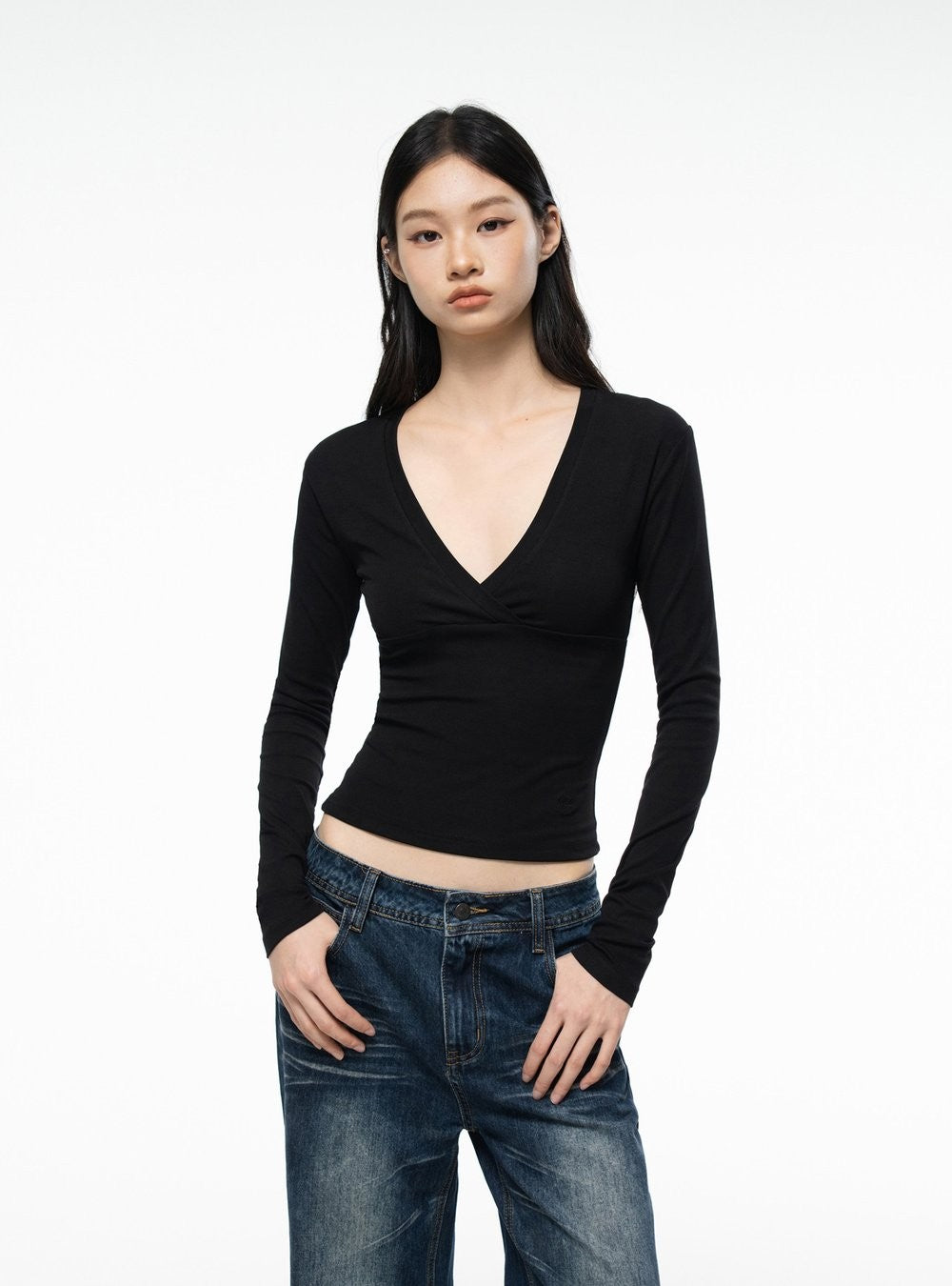 Deep V Wrap Top (2color)