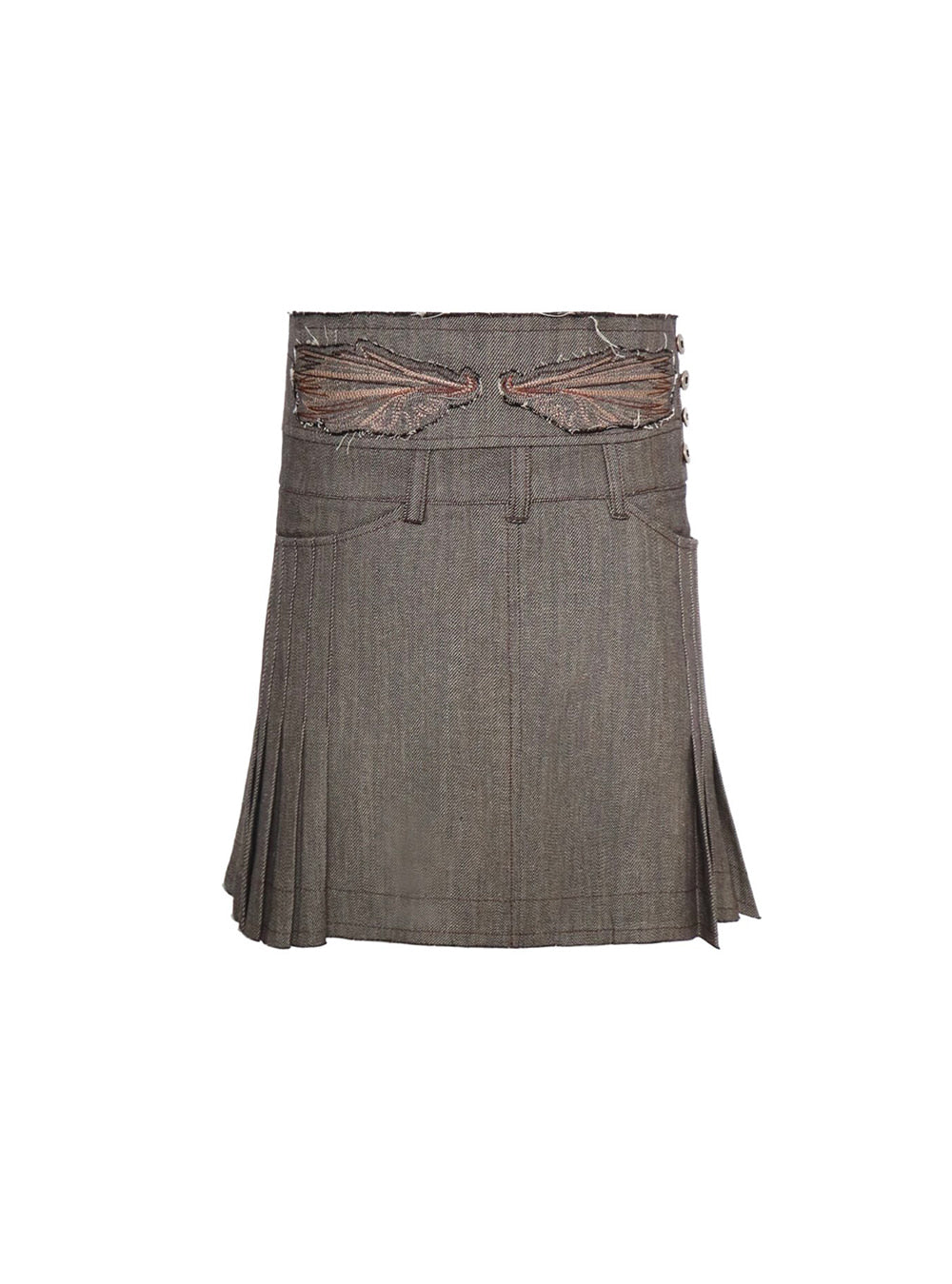 Washed Detail Pleated Midi Skirt