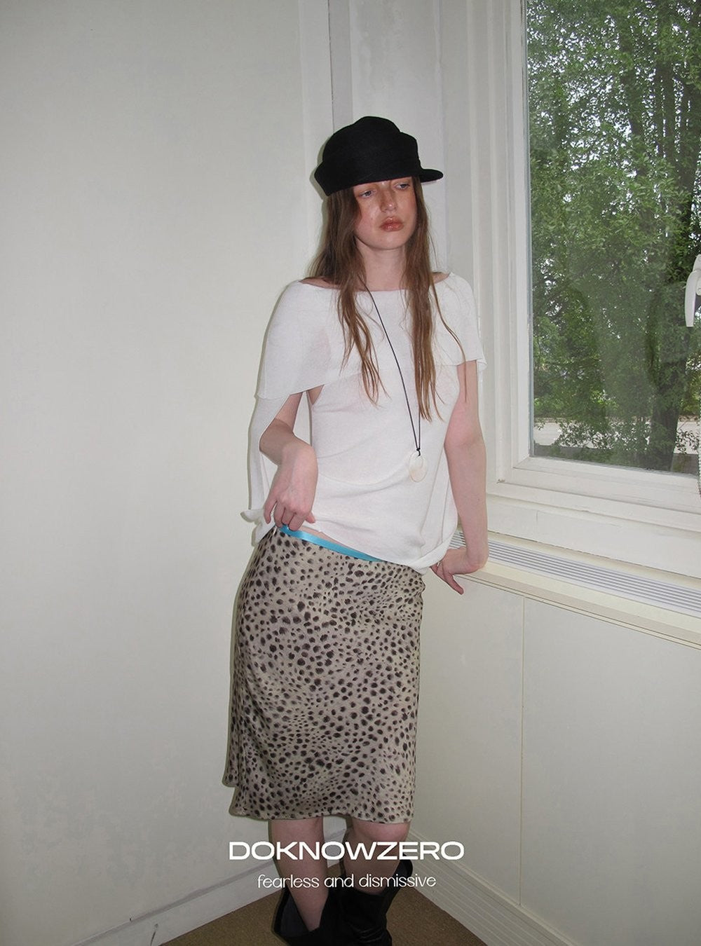 Leopard Sheen Straight Skirt