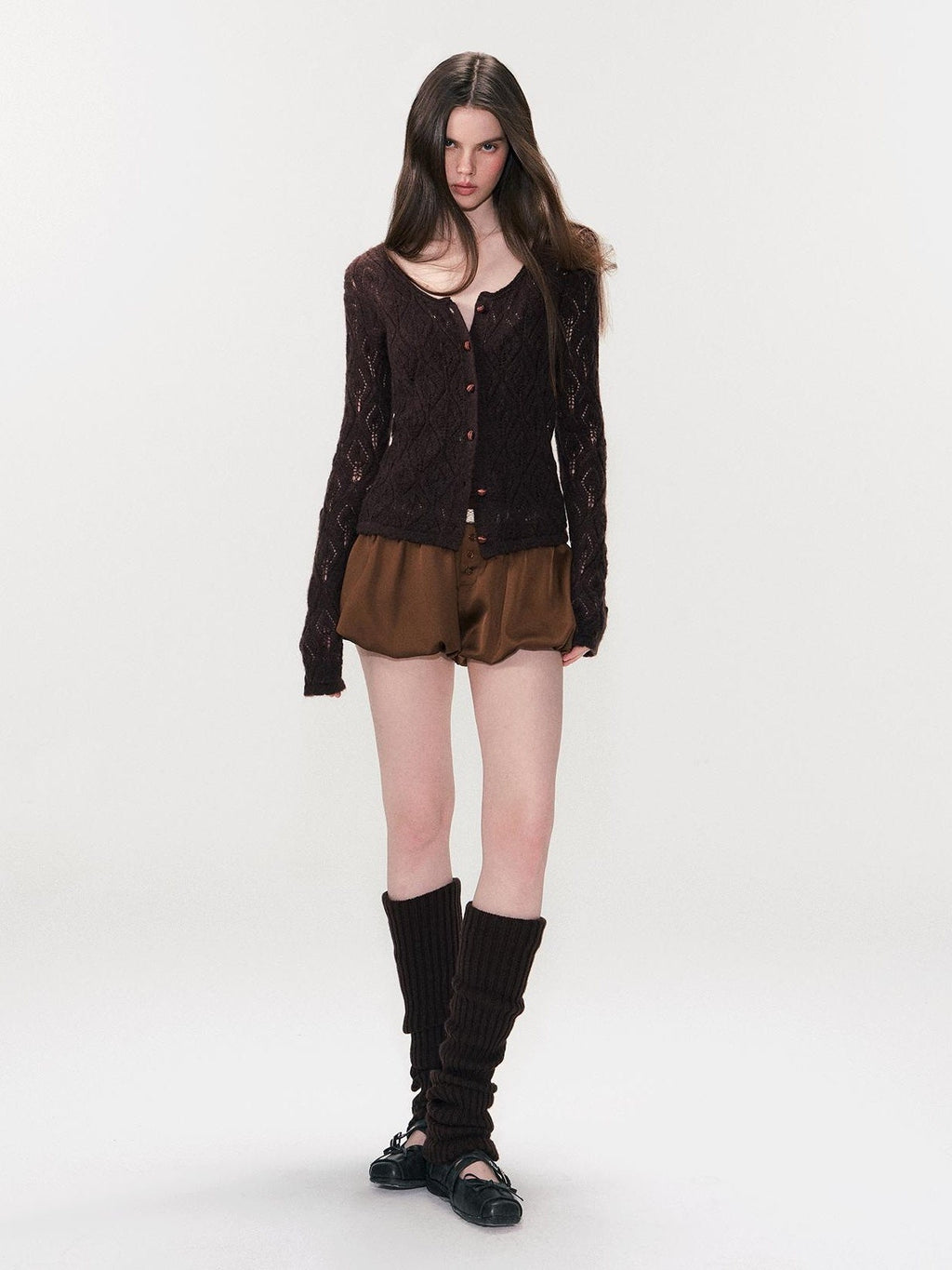 Alpaca Mohair Lightweight Diamond Cropped Button Front Women Knit Cardigans