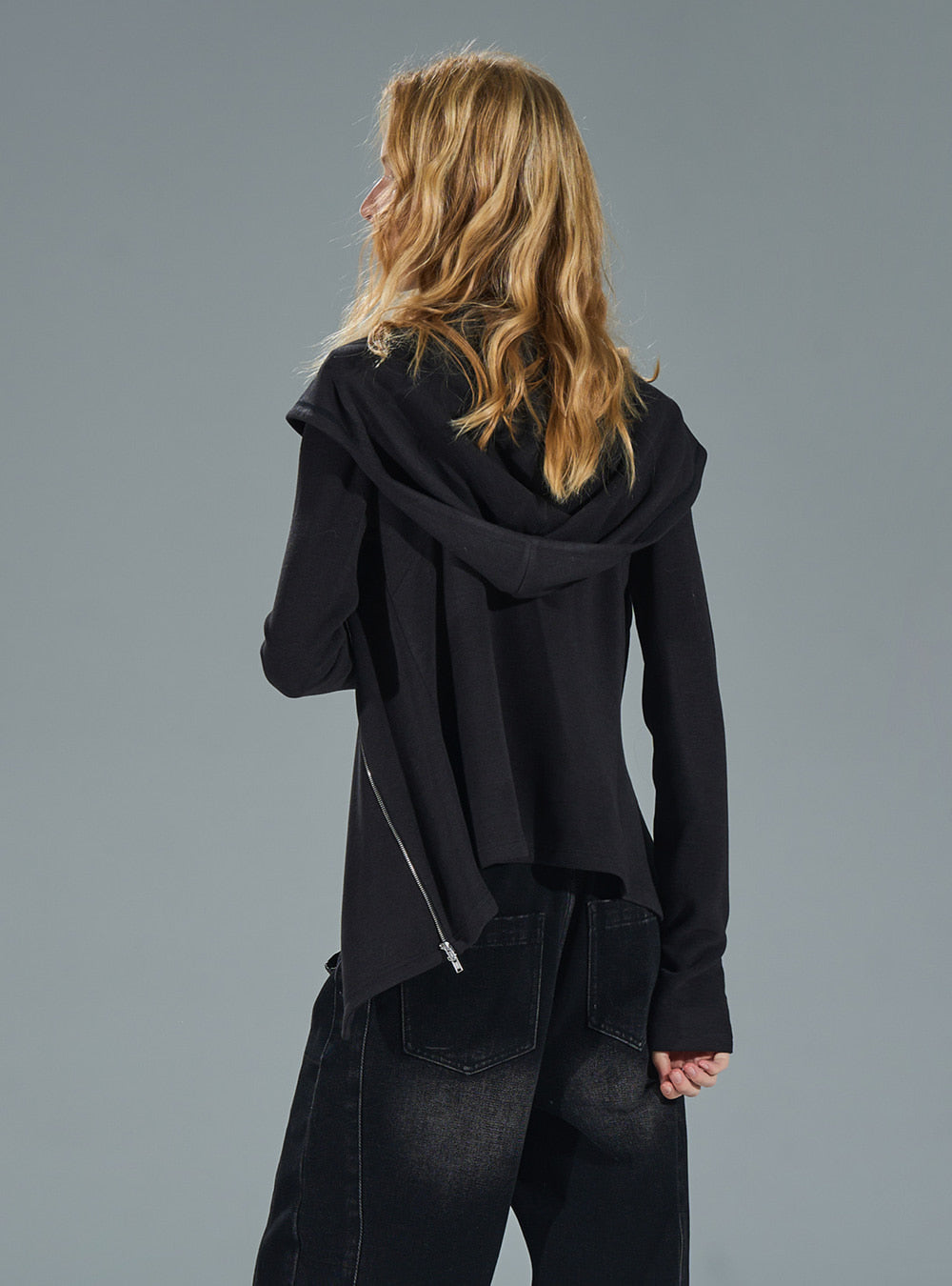 Silky Texture Drape Zip-Up Jacket (2color)