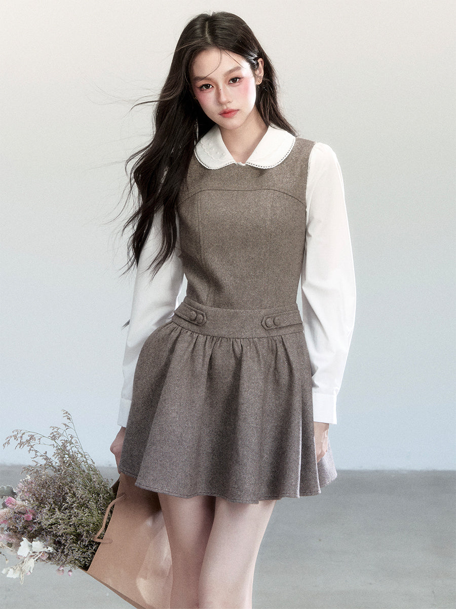 Fit-And-Flare Mini Dress & Peter Pan Collar Blouse