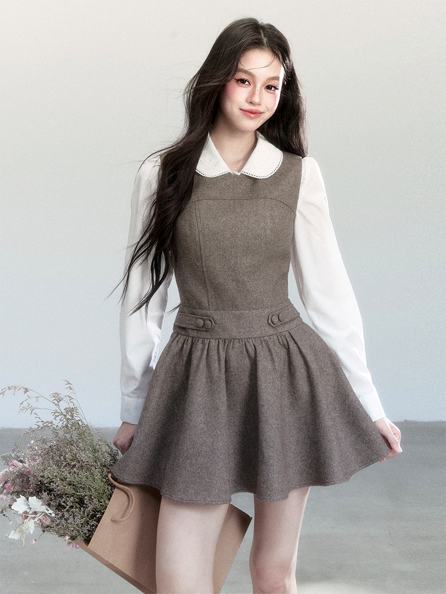 Fit-And-Flare Mini Dress & Peter Pan Collar Blouse