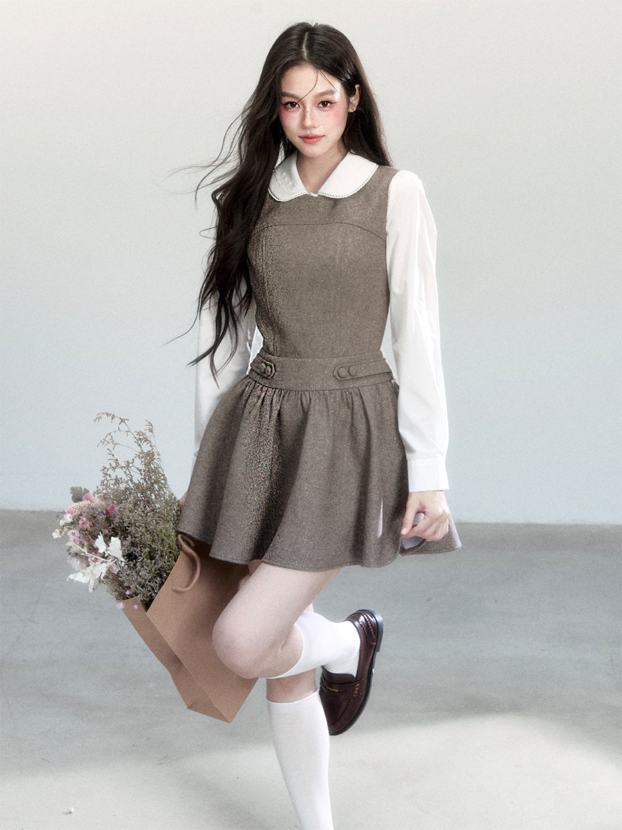 Fit-And-Flare Mini Dress & Peter Pan Collar Blouse