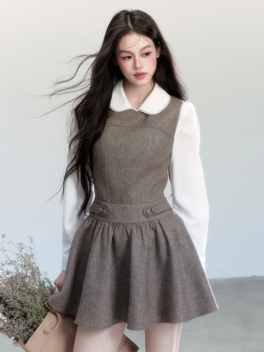 Fit-And-Flare Mini Dress & Peter Pan Collar Blouse