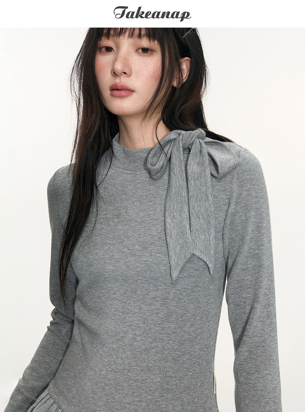 Light Gray Ribbon Layered Top