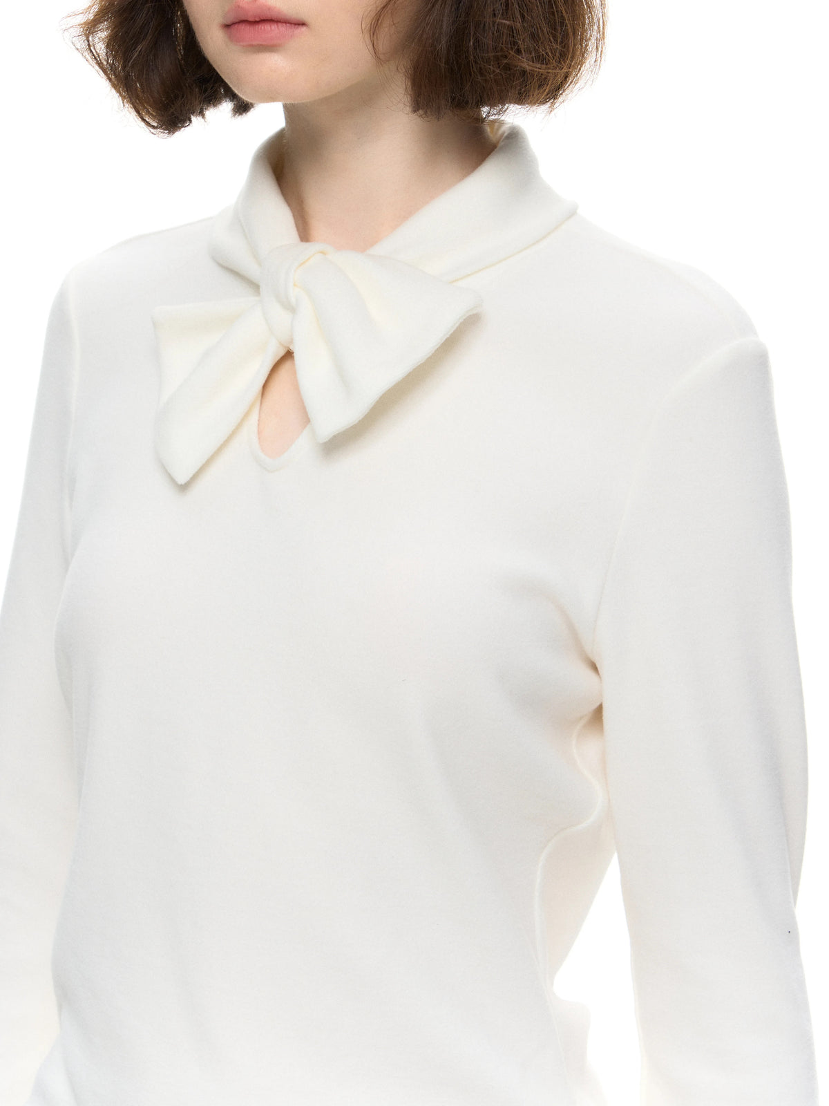 Romance Nanci White Bow Collar Lace Long Sleeve