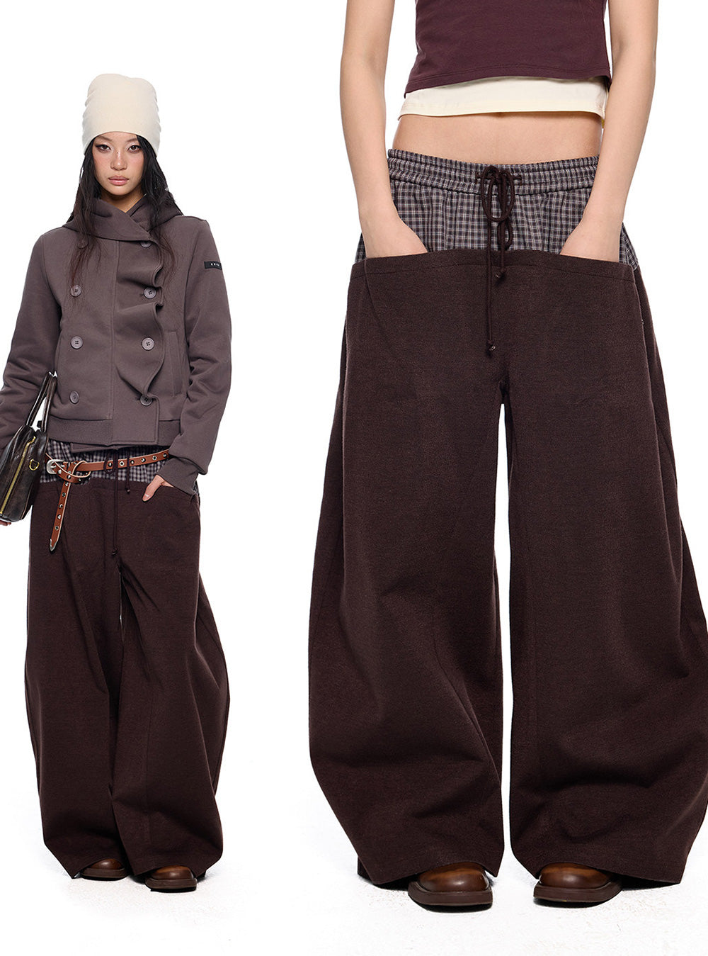 Drawstring Wide Sweat Pants (2color)