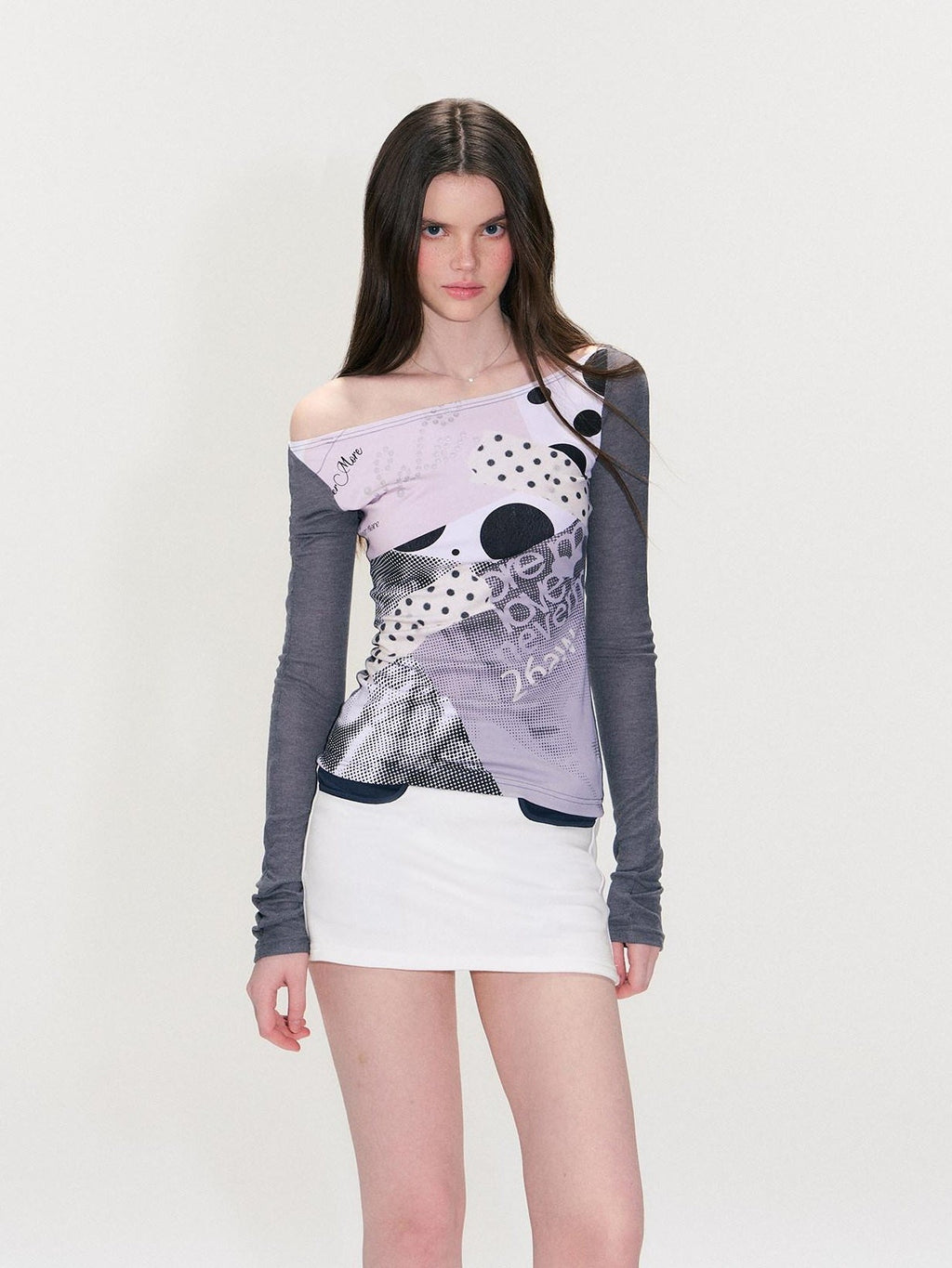 Contrast Printed Cotton Mid Waist Straight Bodycon Women White Mini Skirts