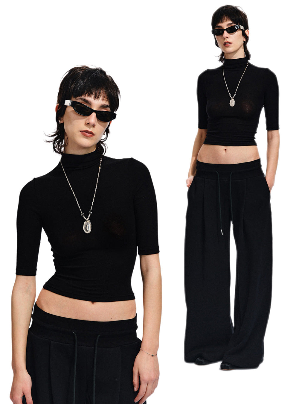 Velour Skin Half Turtleneck Top (3color)