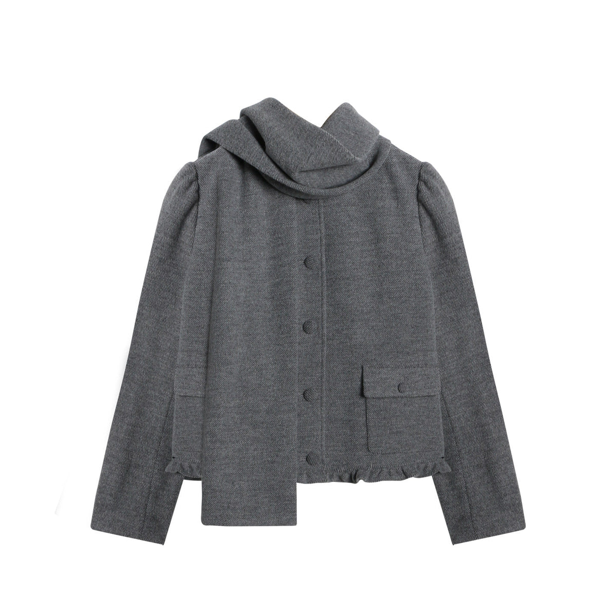 Textured Knit Jacket Scarf Set (2color)