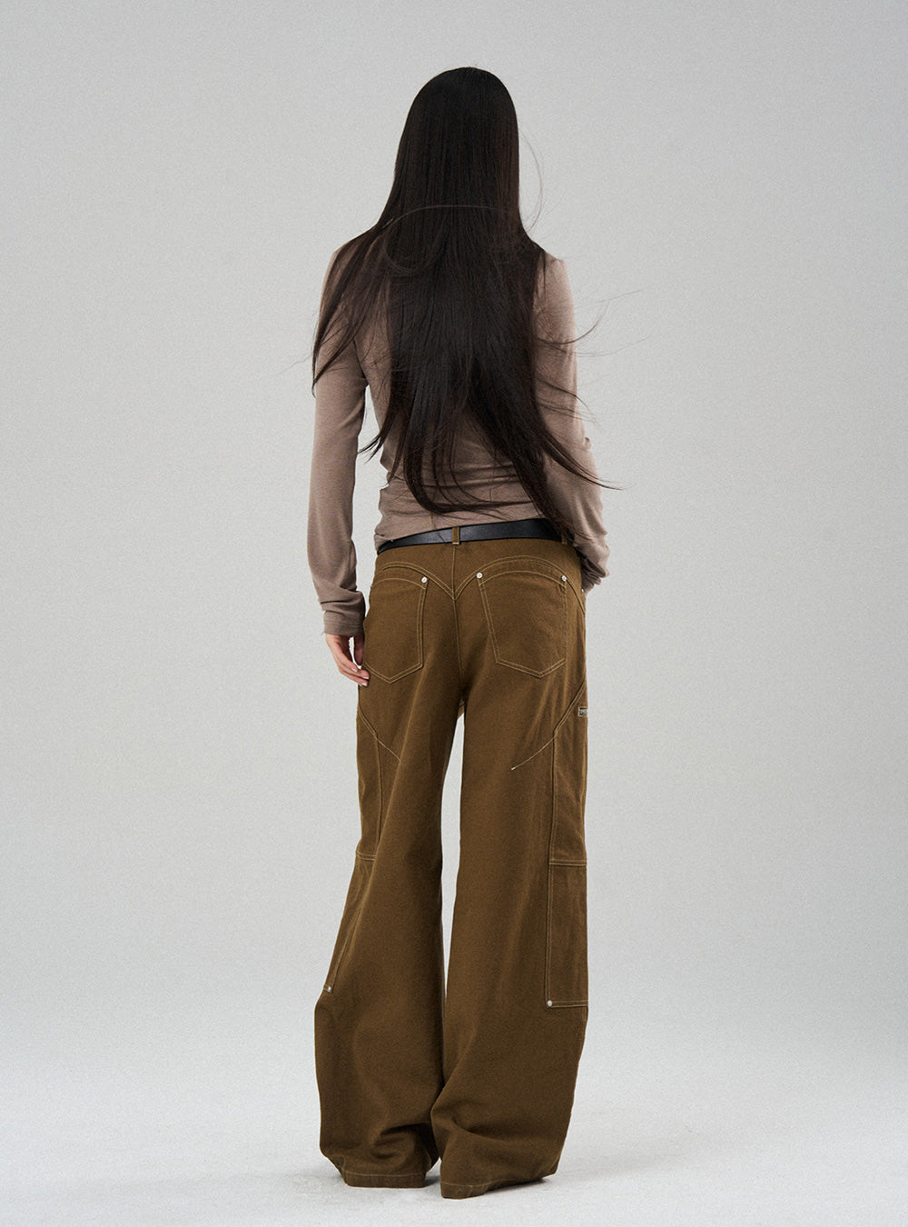 Quilted Studded Washed Cargo Pants