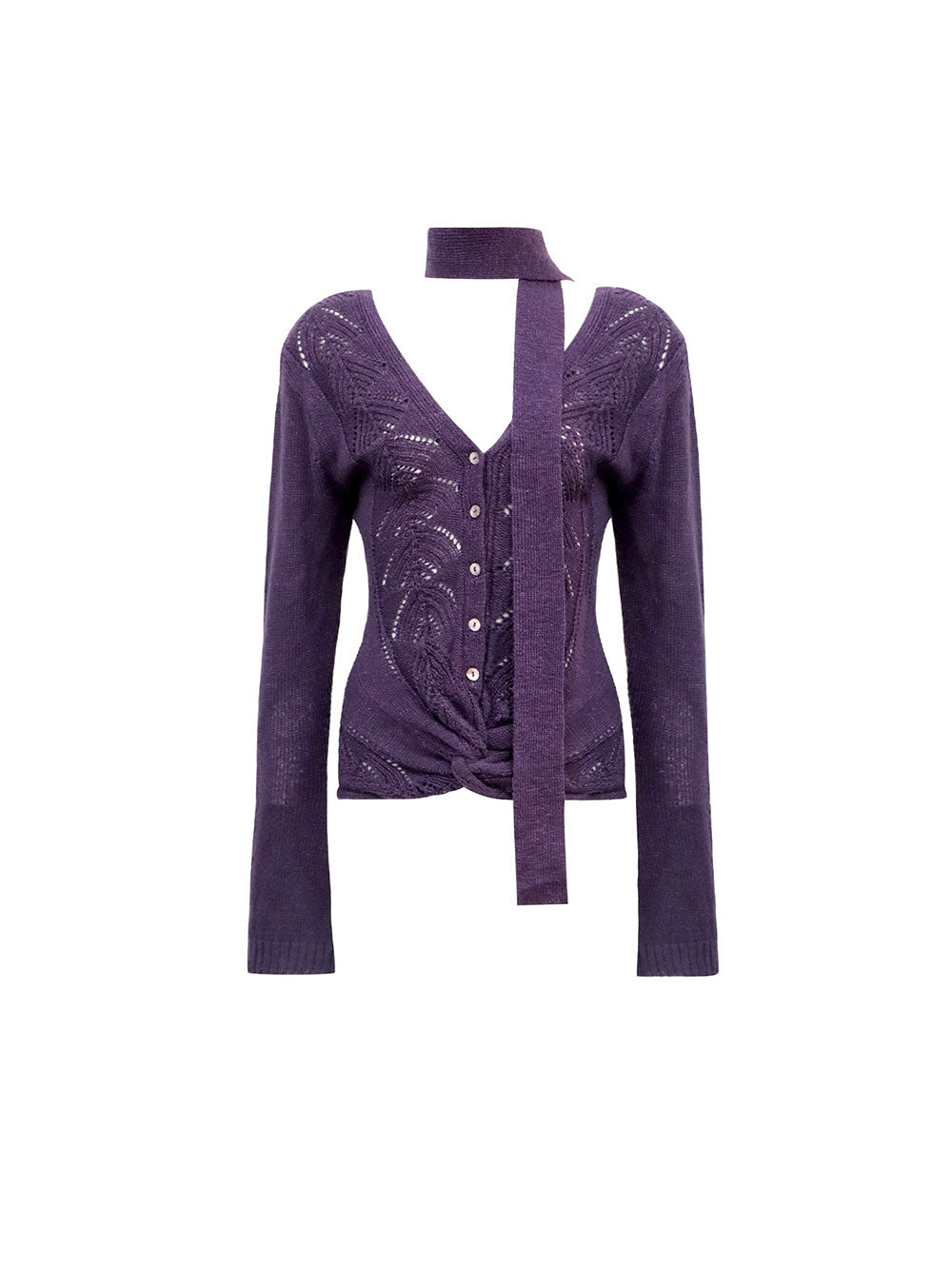 Grape Veil V-Neck Knit Top