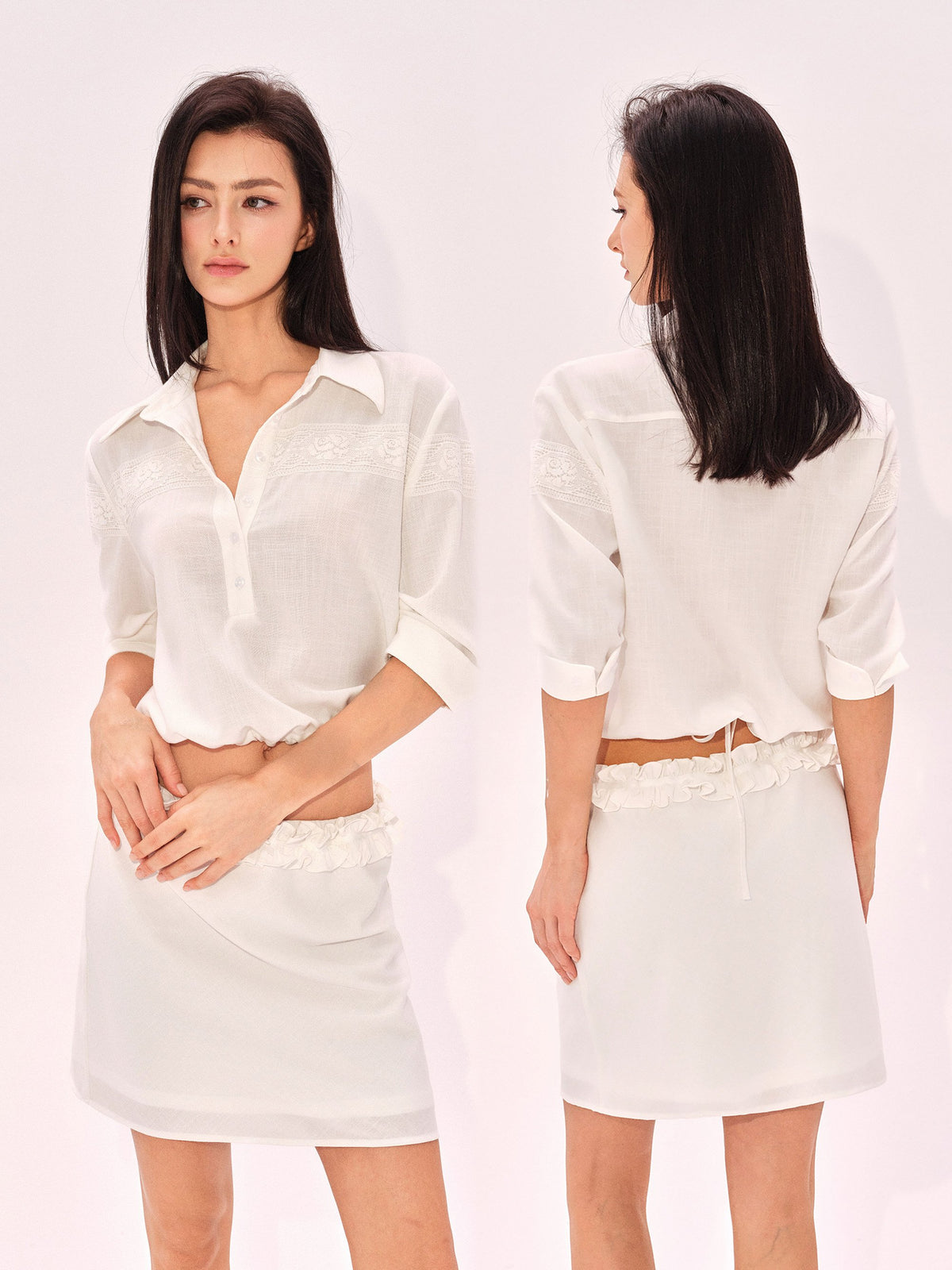 Pale Lace Panel Shirt
