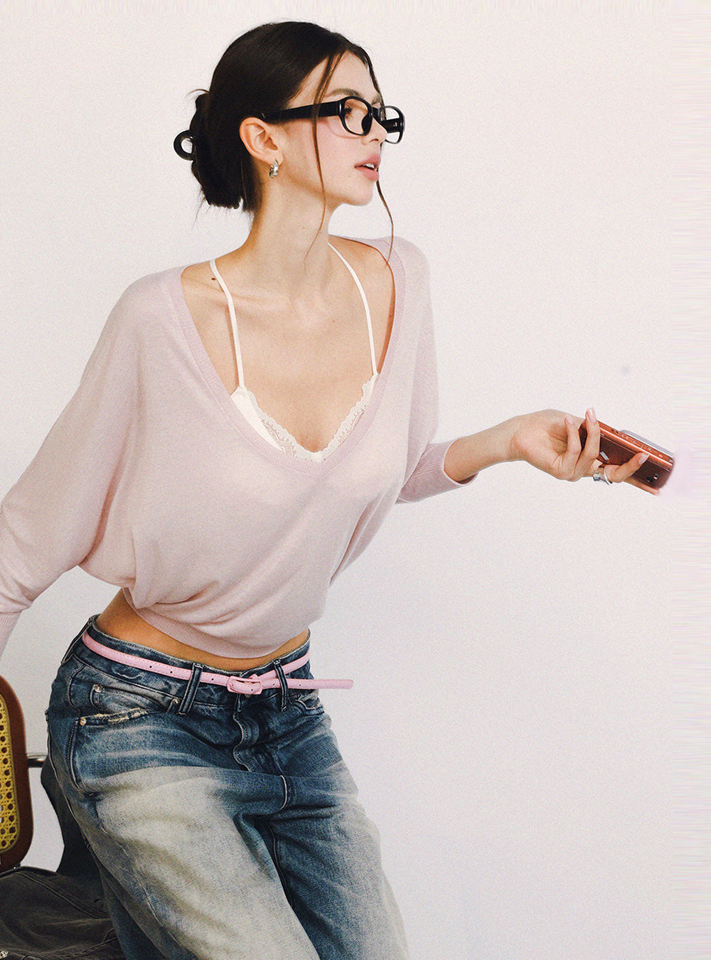 Deep V Dolman Sleeve Top