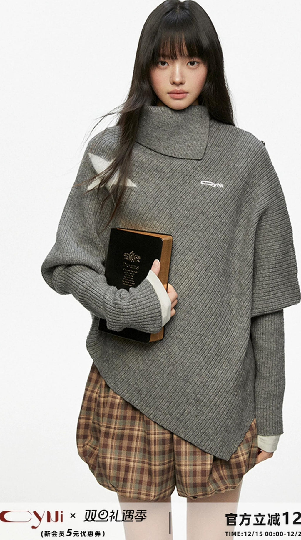 THELIGHT | NICHE HIGH COLLAR CAPE SWEATER【ID:TN00096】