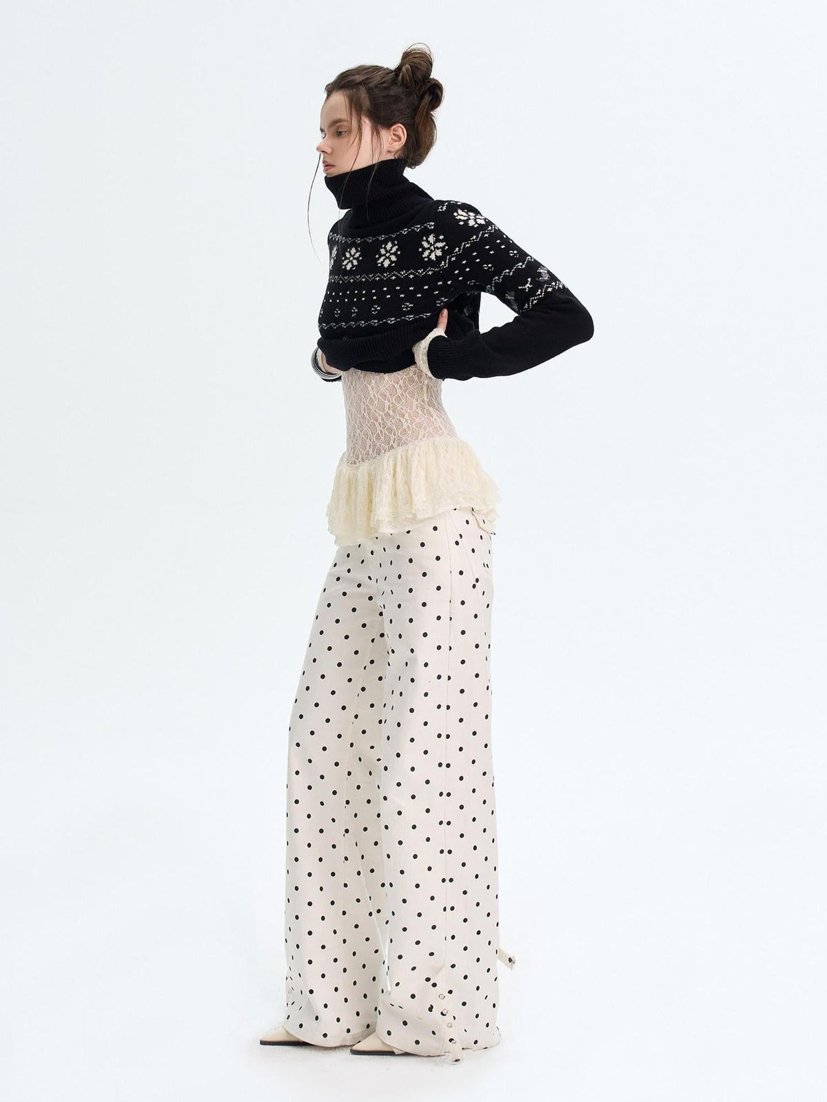 High Stretch Nylon Lace Vintage Slim Layered For Women Long Sleeve Crop Tops
