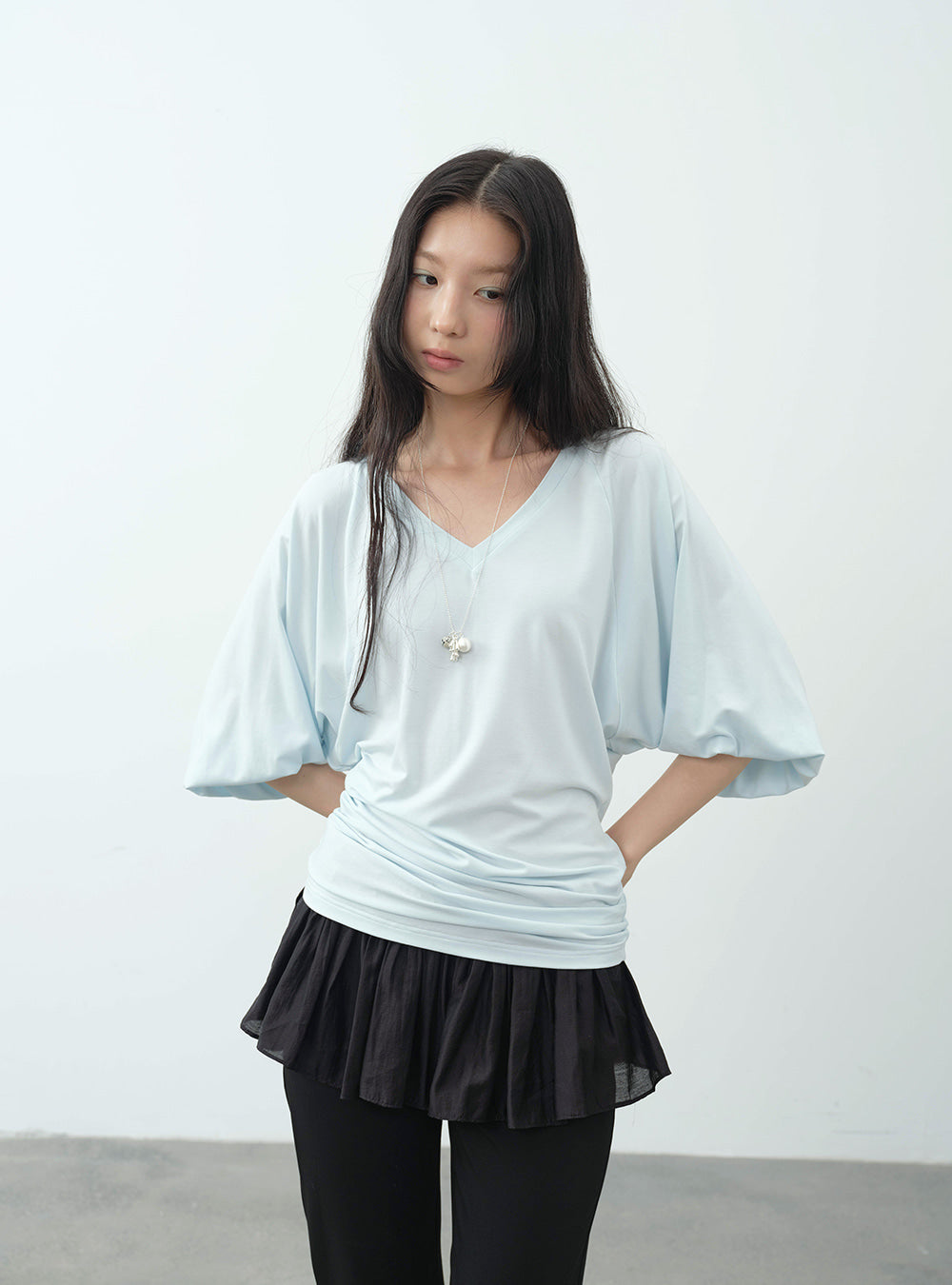 Misty Shirring Lantern Top (2color)