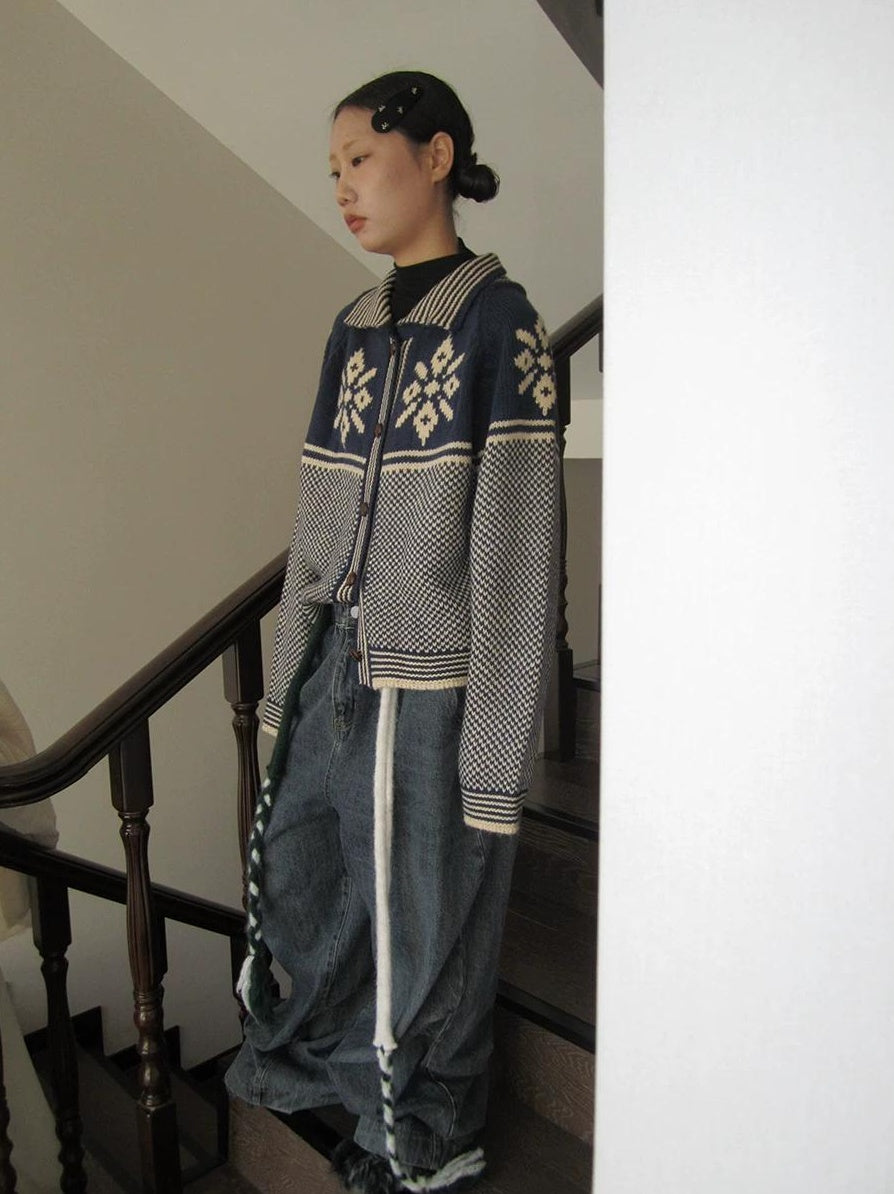 3months | RETRO LOOSE KNIT SWEATER JACKET【ID:TN00043】