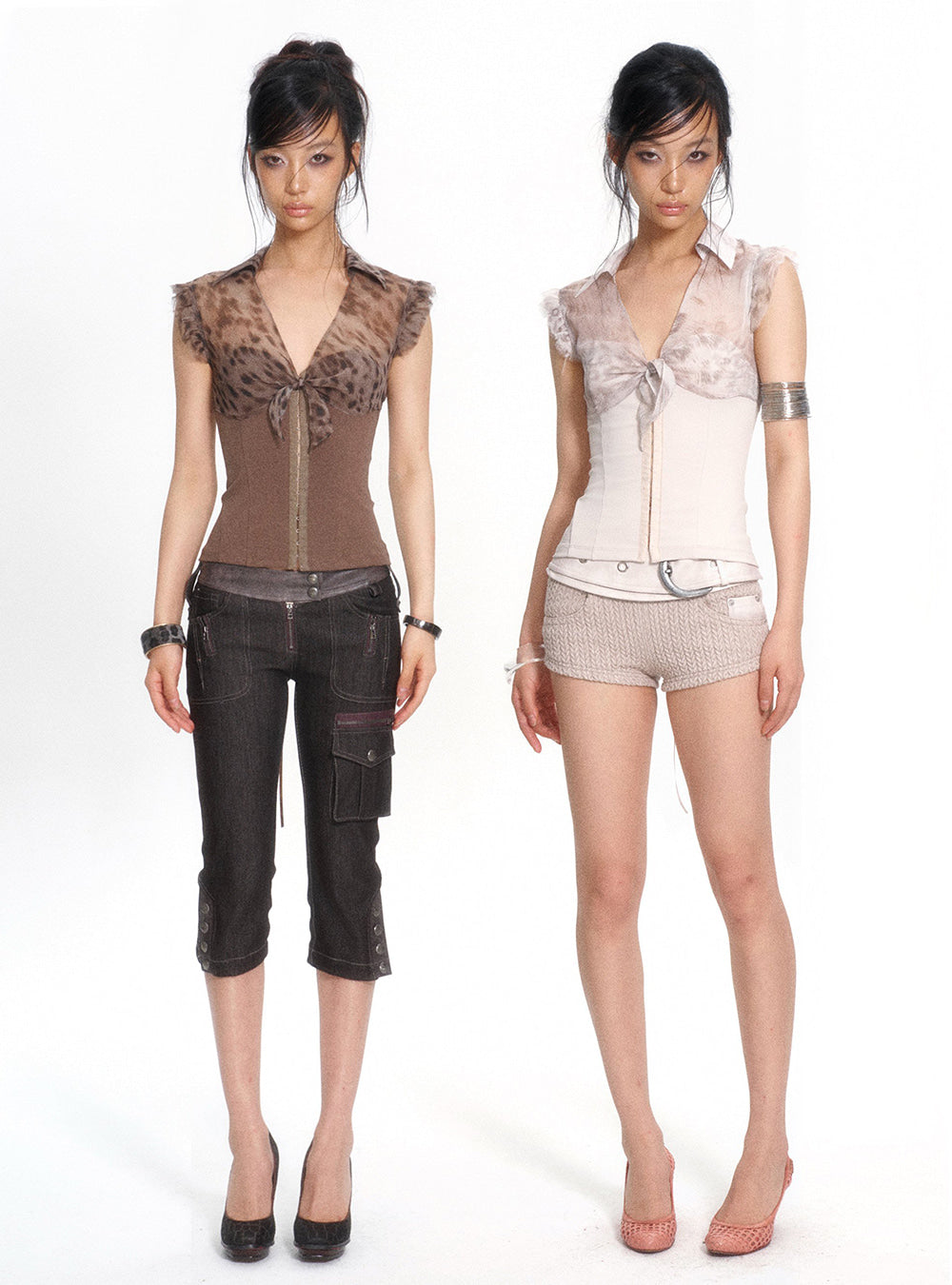 Flutter Mesh Corset Top (2color)