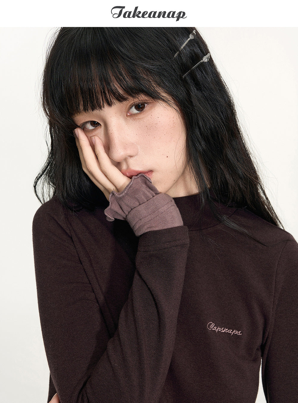 Half-Neck Long Sleeve Top (2color)