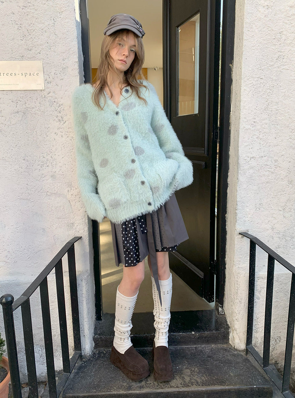 Mint Breeze Dot Cardigan