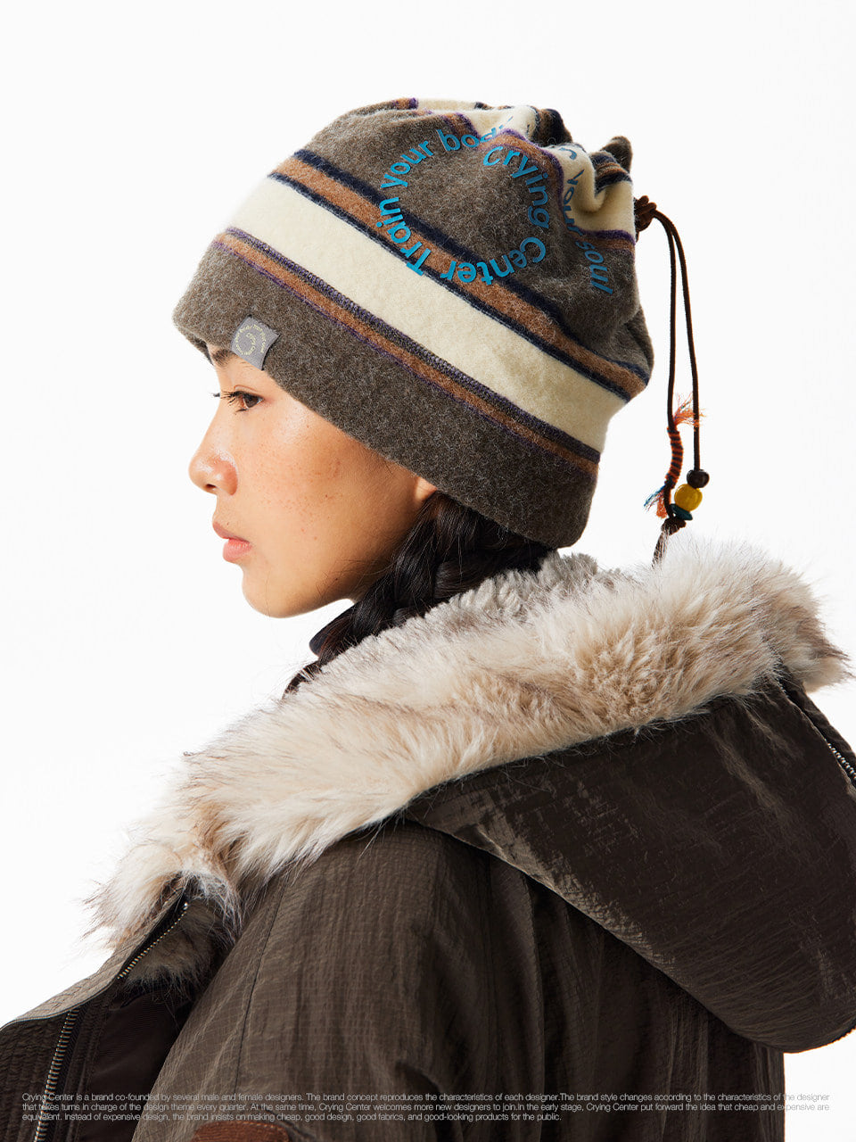CryingCenter Swirl Stripe Fleece Beanie