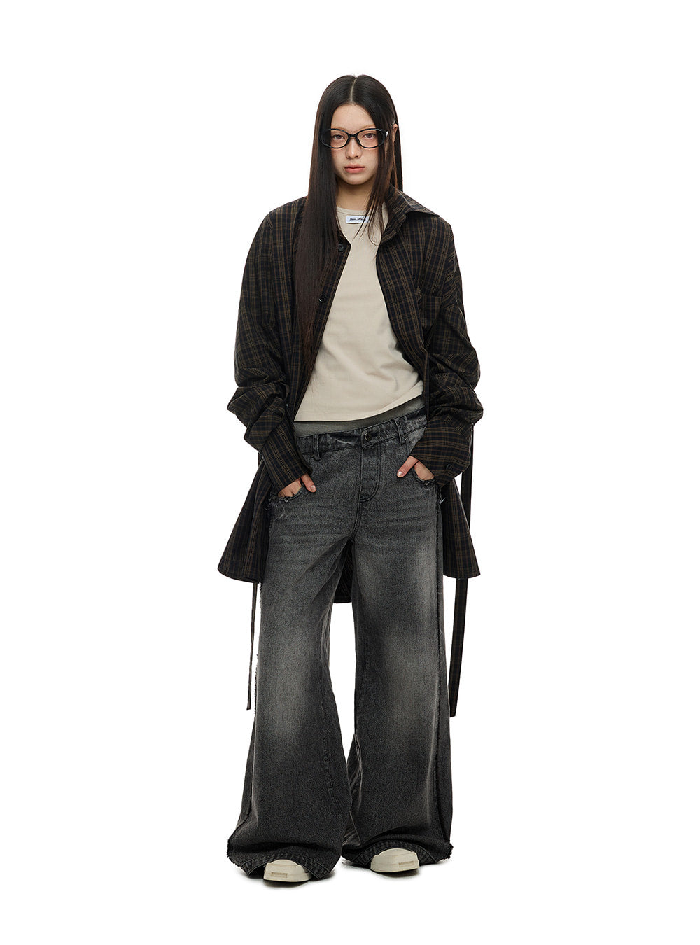Dark Grid Long Shirt