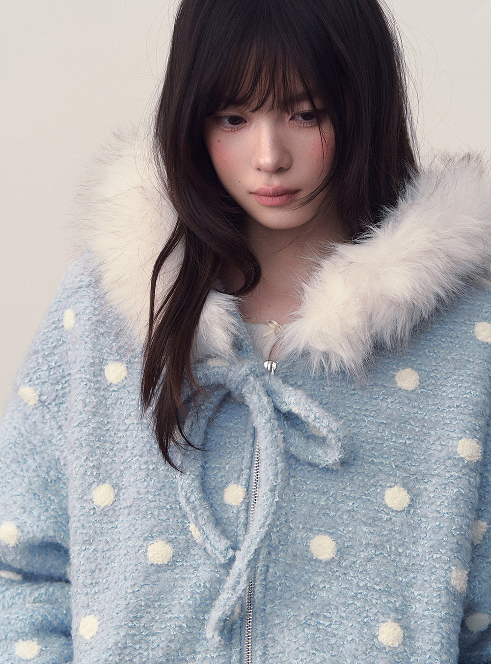 Blue Polka Dot Hooded Jacket