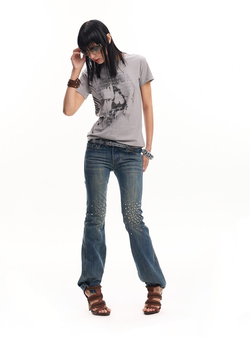 Skull Script Tailored Top