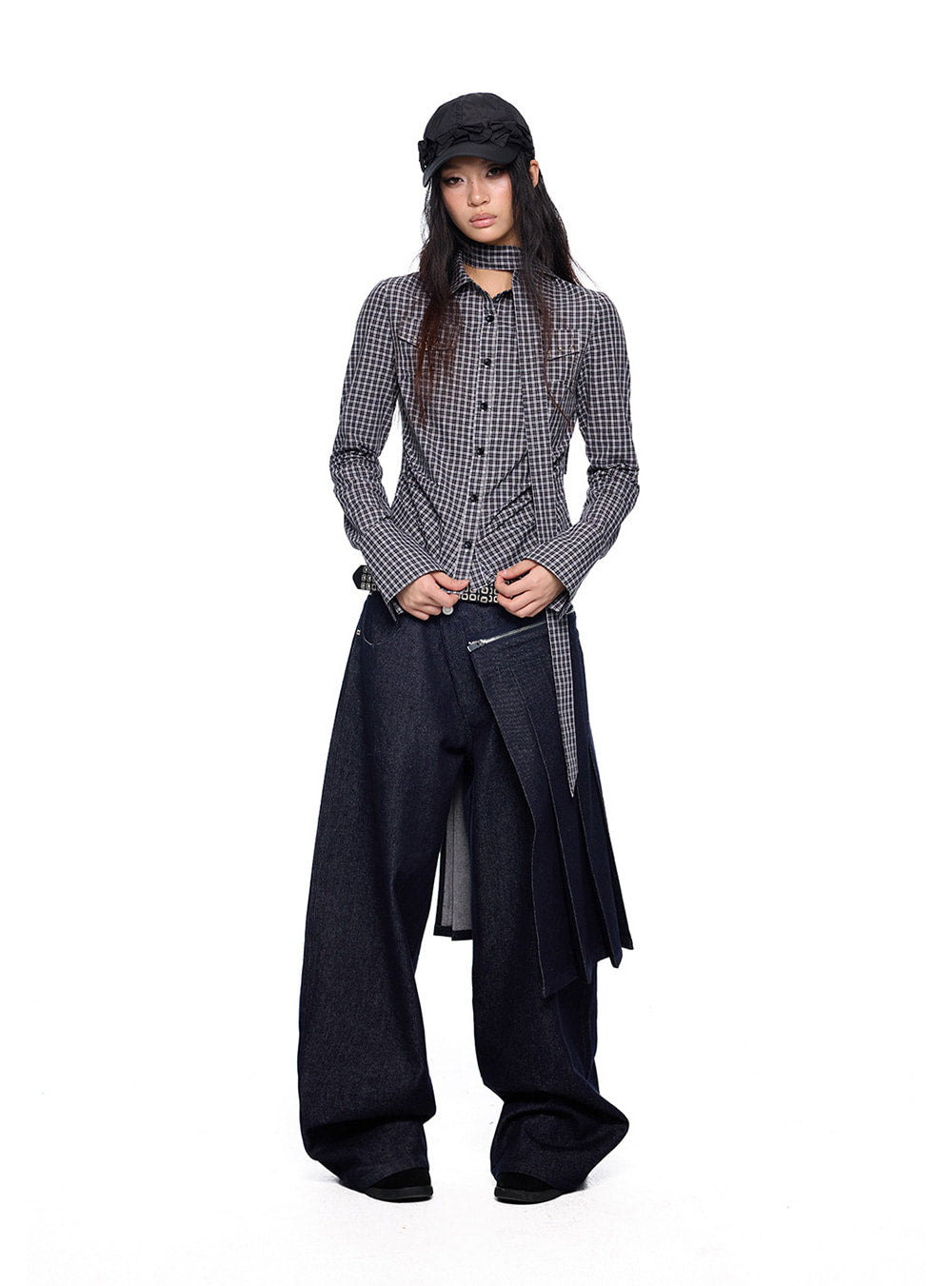 Detach Panel Raw Denim Pants