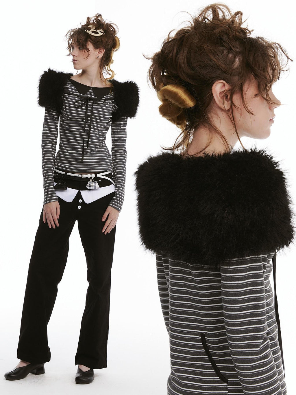 Original Design Cropped Boatneck Open Front Cardigan Women Black Deer Accessories