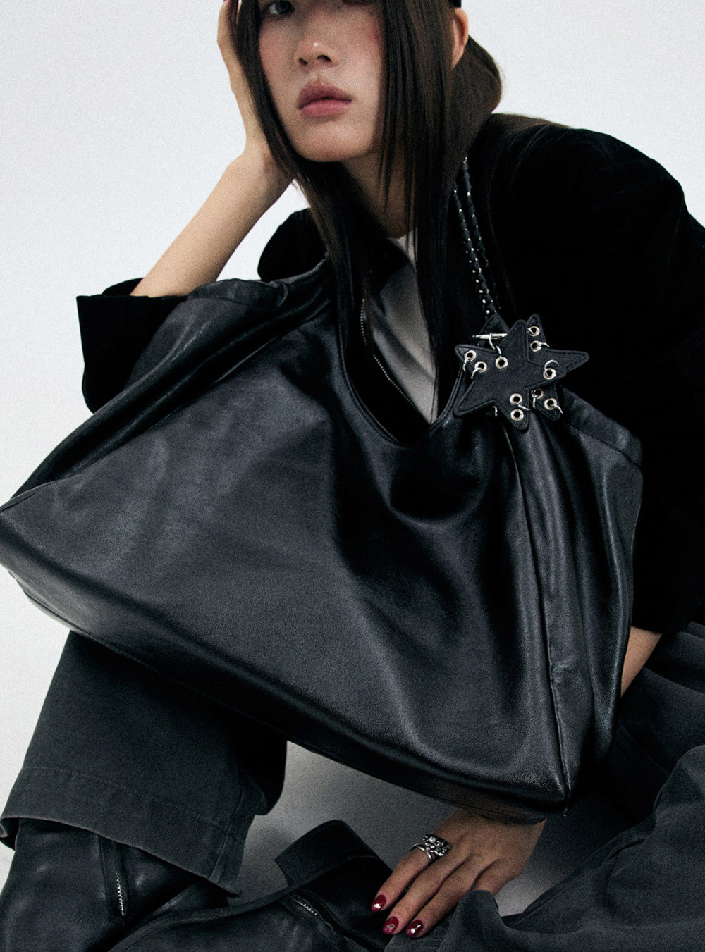 Chain Gathered Shoulder Bag (2color)