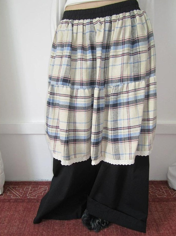 3months |  RETRO PLAID SPLICING PANTS【ID:TN00020】
