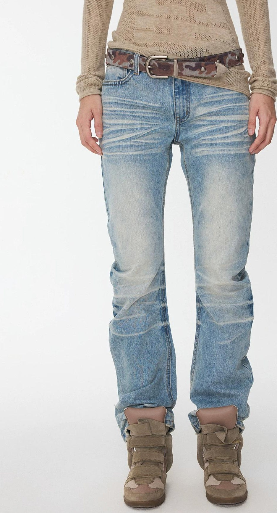 1JINN STUDIO | VINTAGE WHISKERS LOW-WAIST JEANS【ID:TN00070】