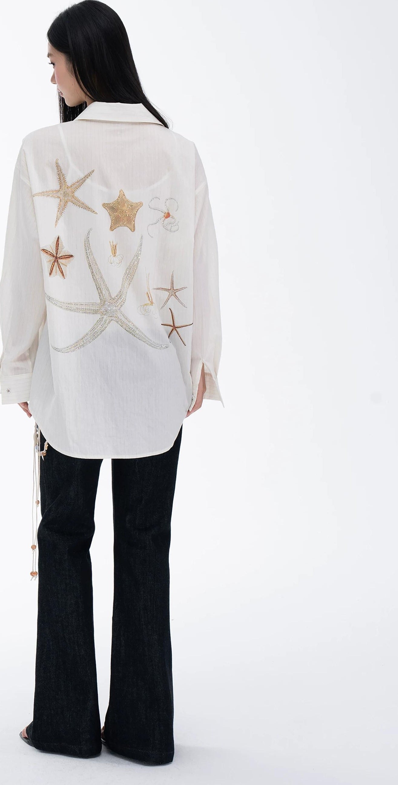THELIGHT | SLEEK STRIPE DRILLED LONG SLEEVE SHIRT【ID:TN00113】