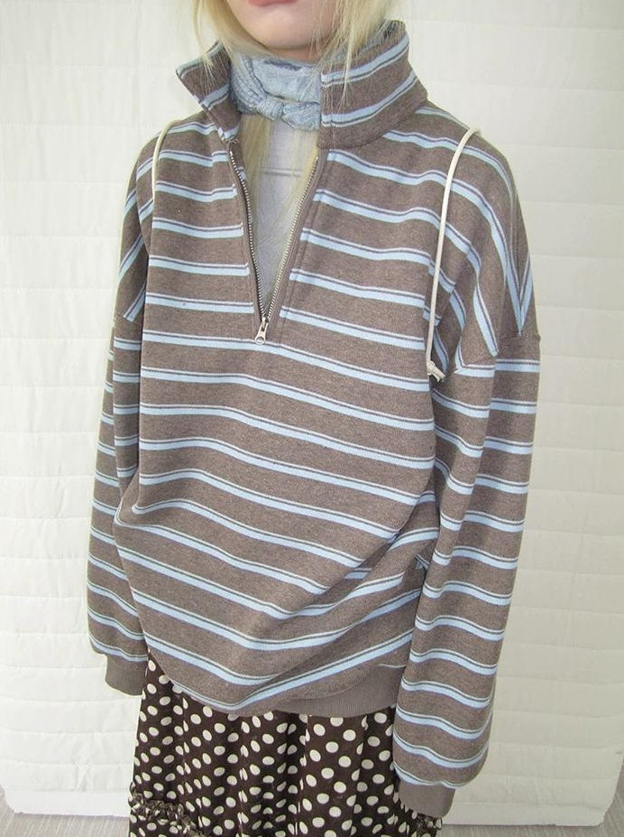 3months | RETRO STRIPED BOA SWEATER【ID:TN00065】